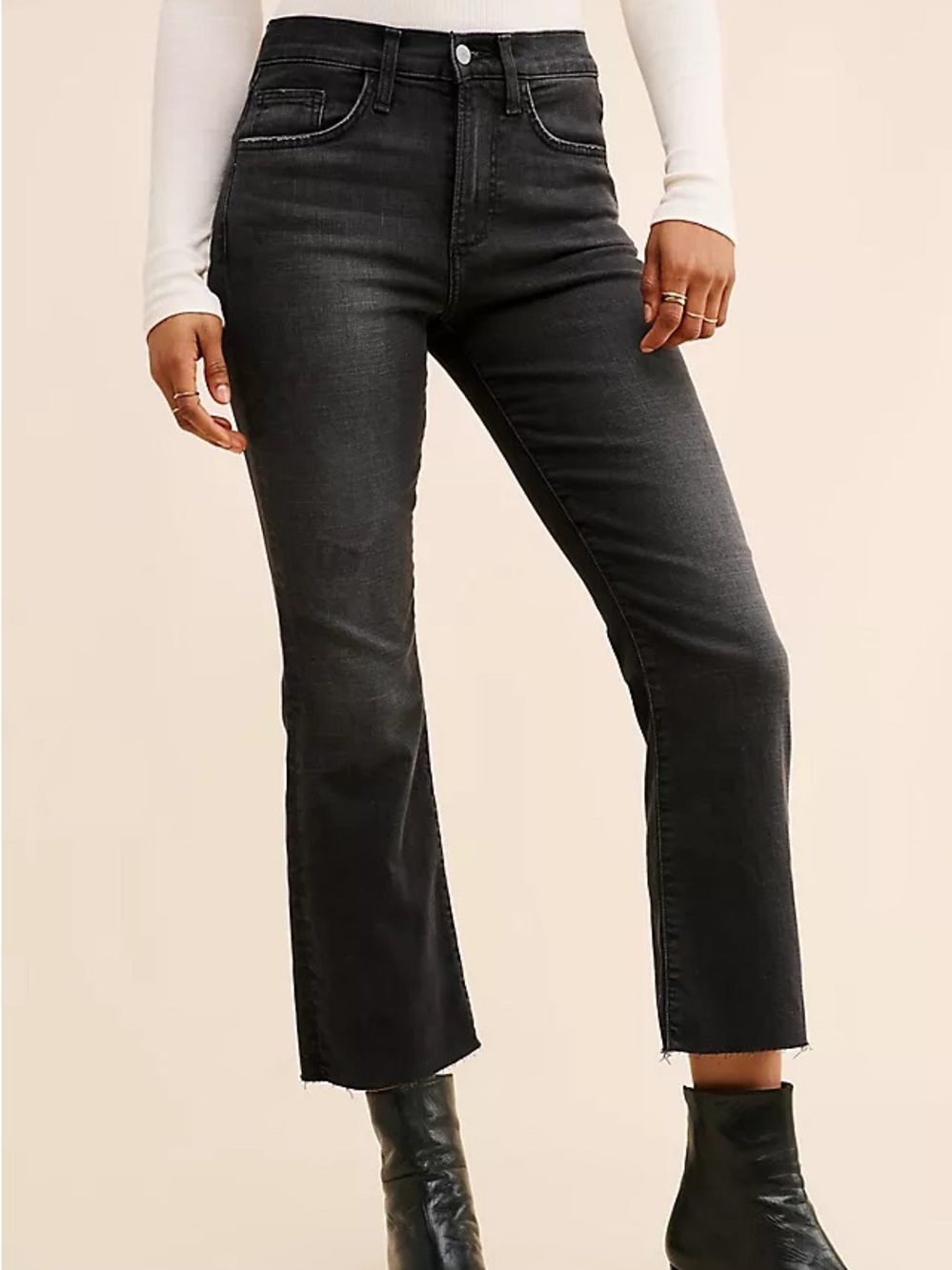 Joe's Jeans The Callie High Rise Cropped Boot Cut Black Denim Size 28 MSRP $188